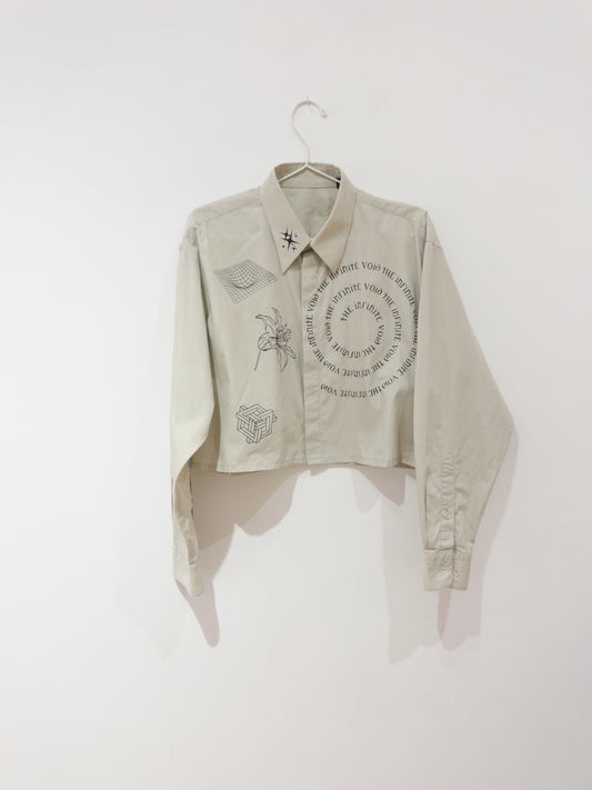 taupe "INFINITE VOID" cropped shirt - Sz L