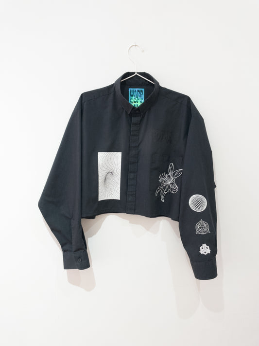 black "NOTHING" cropped shirt - Sz XL