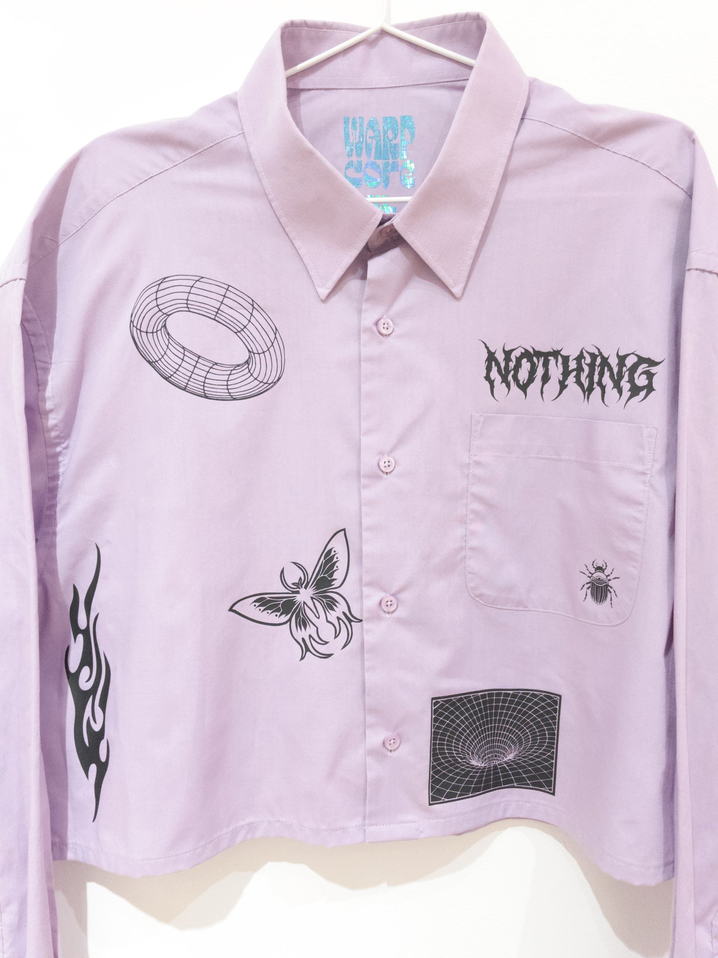lilac nothing cropped shirt - sz XL
