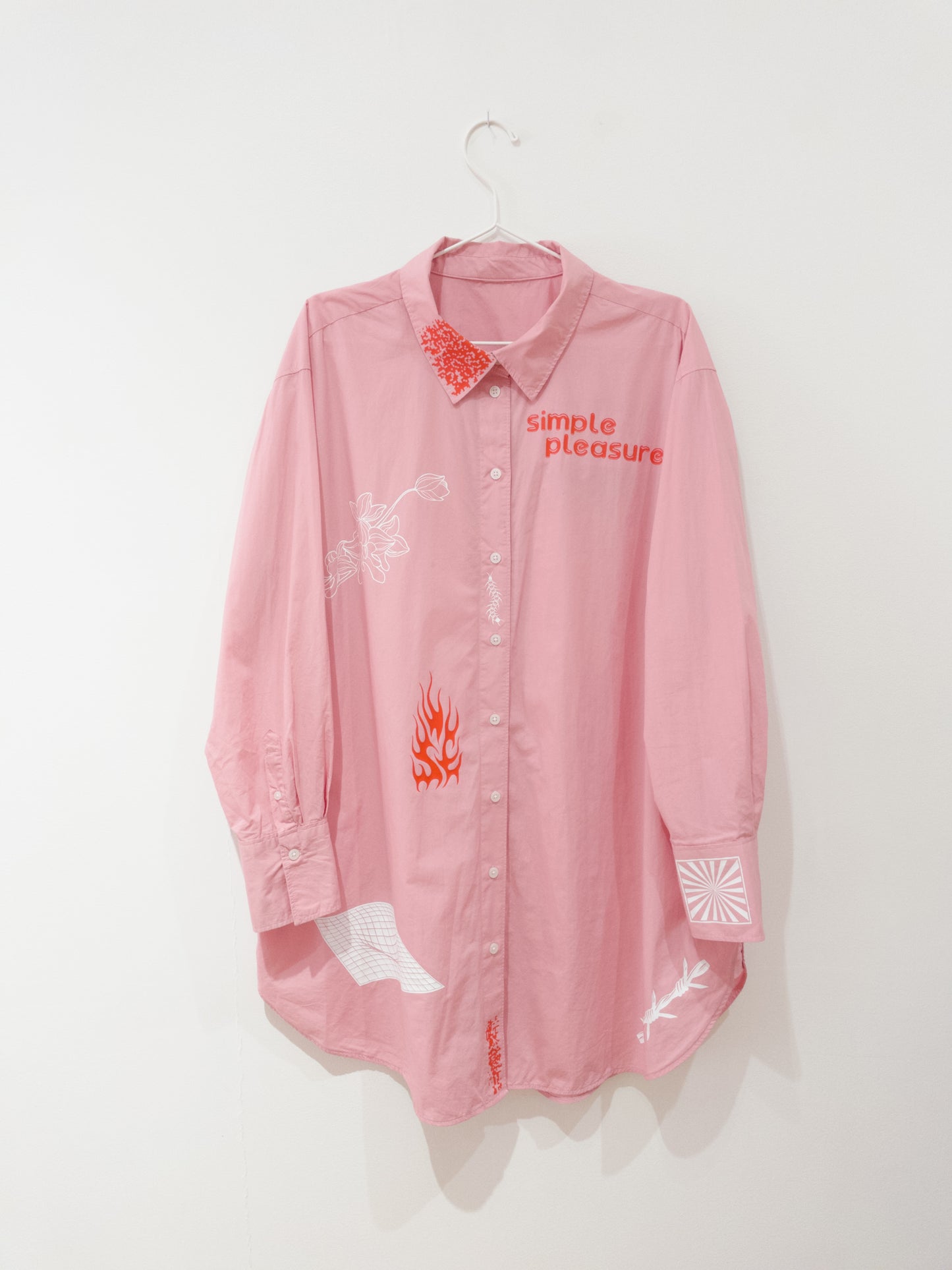 pink "SIMPLE PLEASURE" long shirt - Sz XL