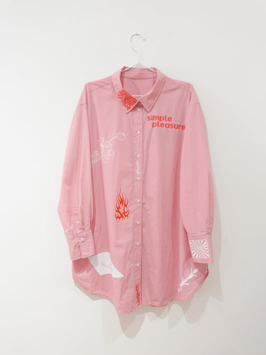 pink "SIMPLE PLEASURE" long shirt - Sz XL
